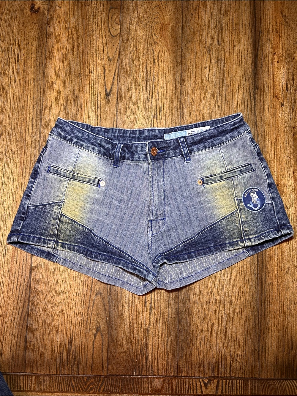 Azzure Denim Blue Women's Jean Shorts - Mid-Rise Washed Finish